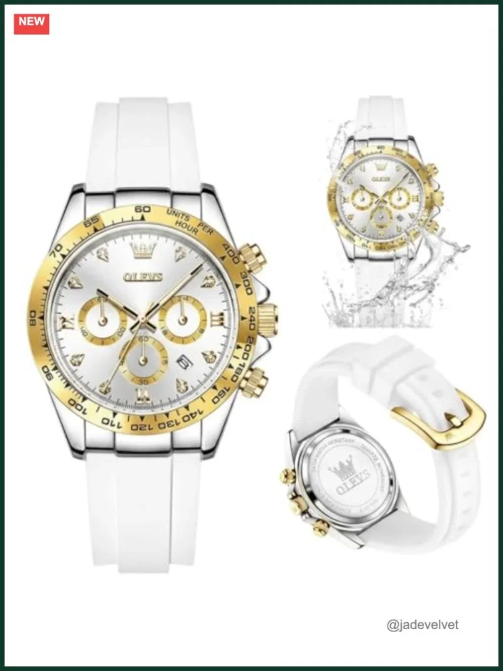 Women's Silicone Strap Chronograph Watch Quartz Luminous Calendar 38mm